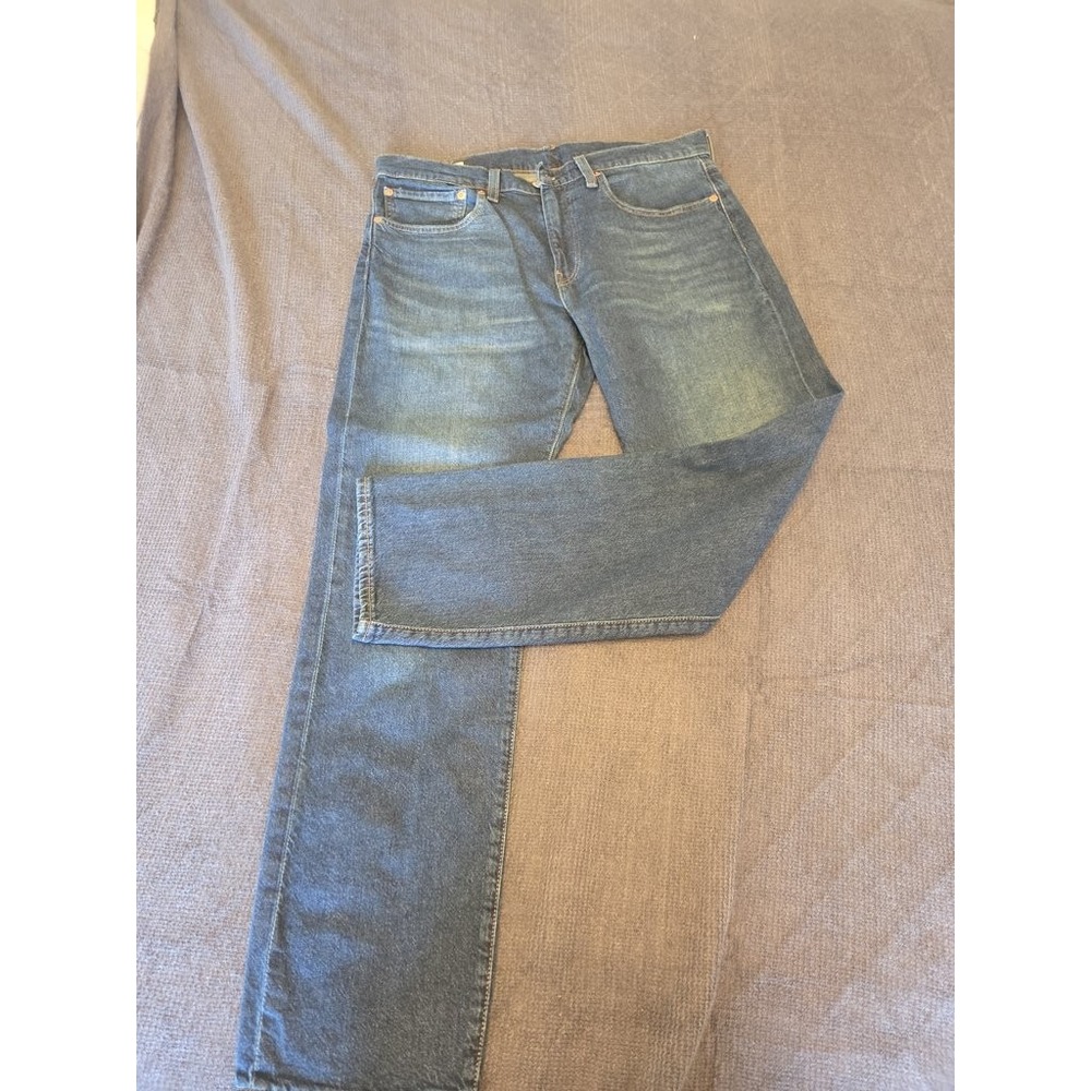 Levis Premium 502 Regular Taper Jeans Mens 34x32 Blue Denim Medium Wash Stretch